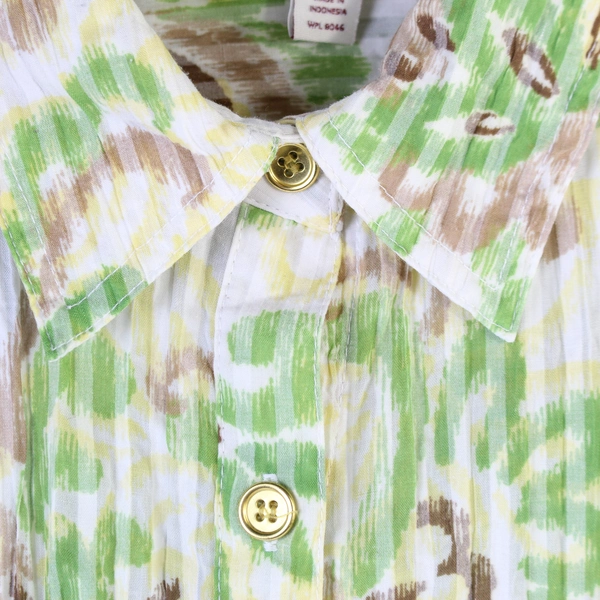 JM Collection Floral Button Up Top Women's Size 6 Green Brown Yellow