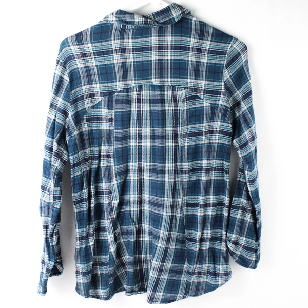 Habitat Clothes To Live In Blue Button Up Plaid Shirt 100% Cotton Women's XS