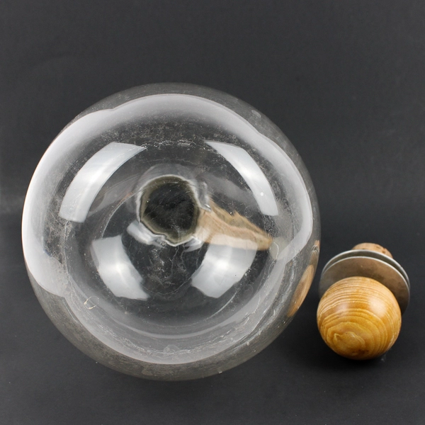 Vintage Mid Century Modern Carafe Glass Aluminum Wood 