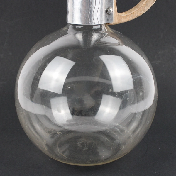Vintage Mid Century Modern Carafe Glass Aluminum Wood 