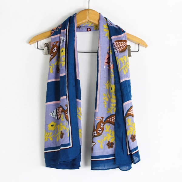 Ann Taylor Loft Women's Multicolor Rabbit and Fox Print Scarf  50" x 54"