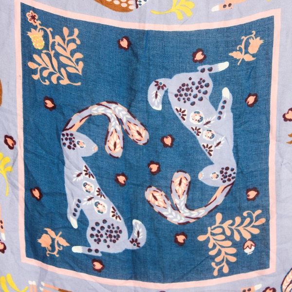 Ann Taylor Loft Women's Multicolor Rabbit and Fox Print Scarf  50" x 54"