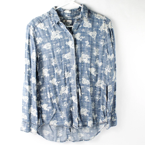 Kut From The Kloth Women's Blue Long Sleeve Floral Button Up XS