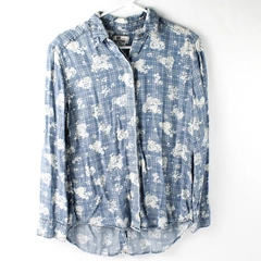 Kut From The Kloth Women's Blue Long Sleeve Floral Button Up XS