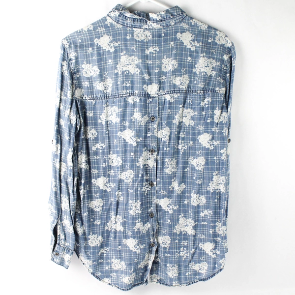 Kut From The Kloth Women's Blue Long Sleeve Floral Button Up XS