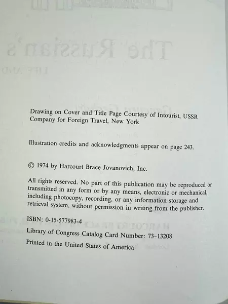 The Russian's World: Life and Language by Genevra Gerhart 1974 Paperback