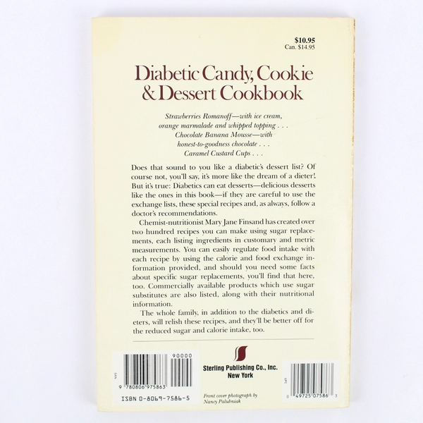 Diabetic Candy Cookie & Dessert Cookbook by Mary Jane Finsand 1982 Paperback