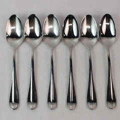 Lot of 6 Hampton Silversmiths Elaine 8" Place Oval Spoon 18/10 Stainless Steel