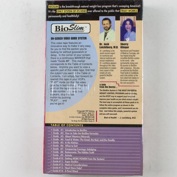 BioSlim Complete Video Guide 1997 VHS Tape Sealed - Weight Loss Program