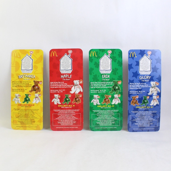 Set of 4 NIB 1999 Ty Beanie Babies Ronald McDonald House Charities Bears