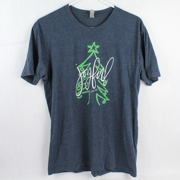 Next Level Apparel Women's "Joyful" Christmas T-Shirt Dark Gray Sz M Pre-Owned