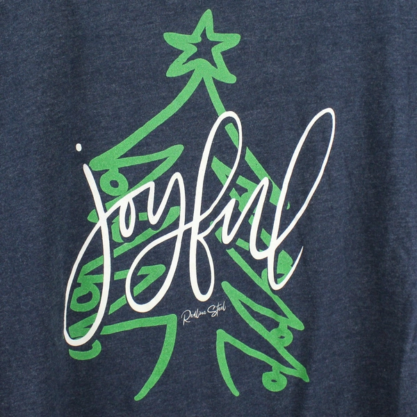 Next Level Apparel Women's "Joyful" Christmas T-Shirt Dark Gray Sz M Pre-Owned