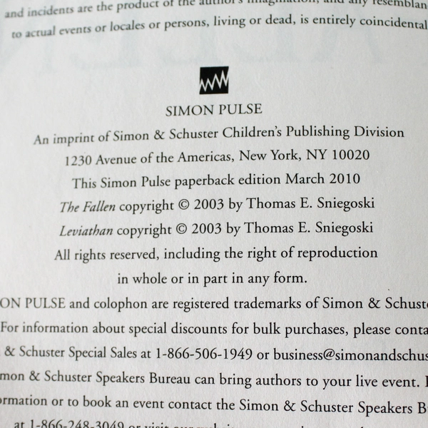 The Fallen 1: The Fallen And Leviathan by Thomas E. Sniegoski 2010 Paperback