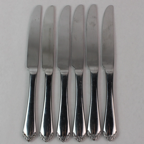 Lot of 6 Hampton Silversmiths Felicia 9.5" Solid Dinner Knives Stainless Steel