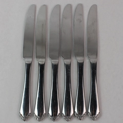 Lot of 6 Hampton Silversmiths Felicia 9.5" Solid Dinner Knives Stainless Steel