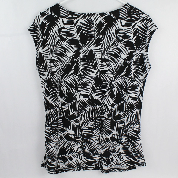 Christopher & Banks Black & White Leaf Sleeveless Blouse Women's Size M
