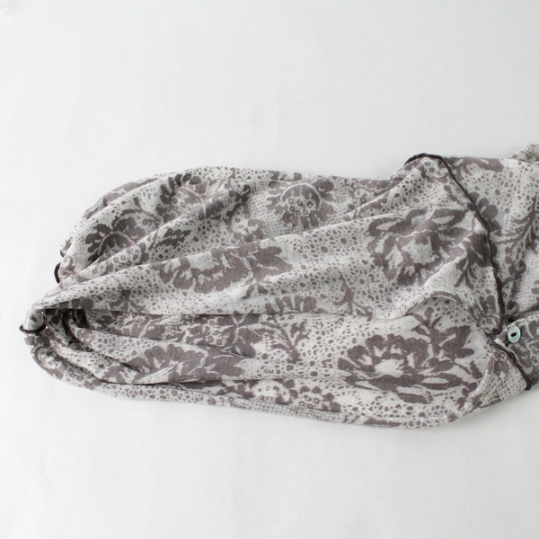 Pete Sheer Taupe Floral Patterned Button-Front Hoodie Women's Medium