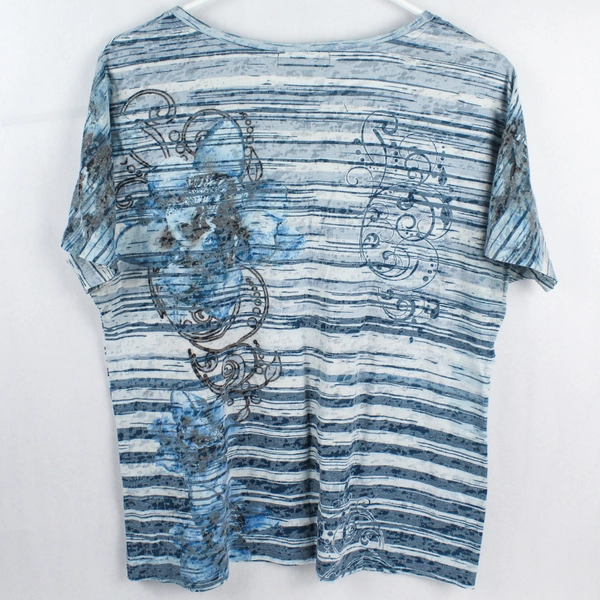 Christopher & Banks Women's Blue Rhinestone T-Shirt Size M, Good Pre-Owned