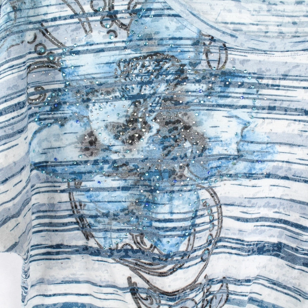 Christopher & Banks Women's Blue Rhinestone T-Shirt Size M, Good Pre-Owned