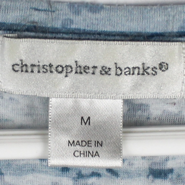 Christopher & Banks Women's Blue Rhinestone T-Shirt Size M, Good Pre-Owned
