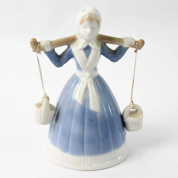 Vintage Porcelain Bell Dutch Girl Carrying Buckets