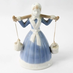Vintage Porcelain Bell Dutch Girl Carrying Buckets