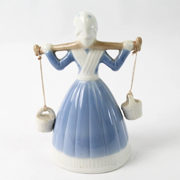Vintage Porcelain Bell Dutch Girl Carrying Buckets