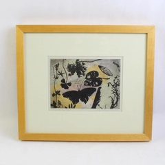 Signed & Framed Collage Pressed Flower & Butterfly Specimen Silhouette Art
