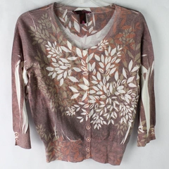 IDI by Matthew Leaf Print Button-Front Cardigan Women's Size Medium