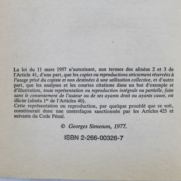 Vintage Georges Simenon Le Relais D'Alsace 1977 Paperback Used Collectible