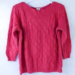 St. John's Bay Women's 2X Hot Pink Long Sleeve Knit Sweater Pullover