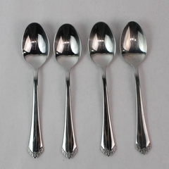 Lot of 4 Hampton Silversmiths Felicia 8" Place Oval Spoons 18/10 Stainless Steel