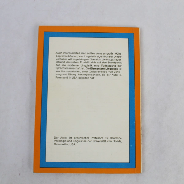 Elementare Linguistik 1980 German Textbook Pre-owned