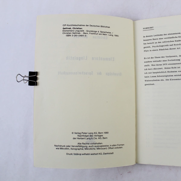 Elementare Linguistik 1980 German Textbook Pre-owned