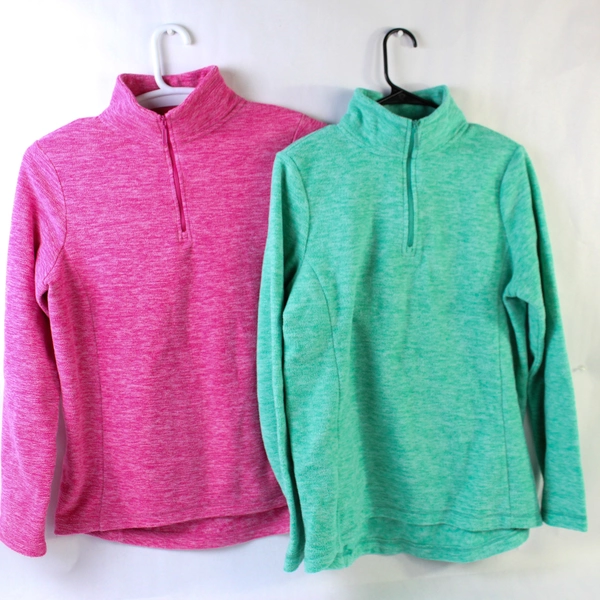 Lot of 2 Glacier's Edge Women's Medium 1/4 Zip Mock Neck Sweaters Pink & Mint