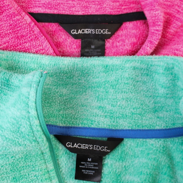 Lot of 2 Glacier's Edge Women's Medium 1/4 Zip Mock Neck Sweaters Pink & Mint
