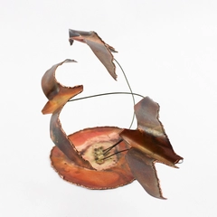 Vintage Handmade Cut Copper Bird Sculpture 5.5" Tall