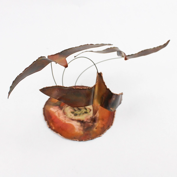 Vintage Handmade Cut Copper Bird Sculpture 5.5" Tall