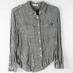 Day To Day Gray Striped Button-Up Shirt Women's Size Small