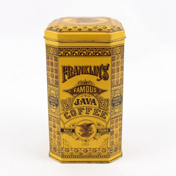 Vintage Replica Harry's Grocery Tin Franklin’s Famous Java Coffee 6" Tall