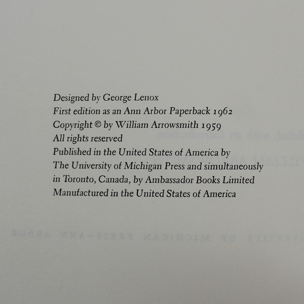 The Satyricon of Petronius Translated by William Arrowsmith 1962 Paperback