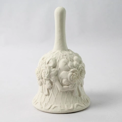  White Bisque Bell Embossed Roses & Diamond Pattern 5 Inch
