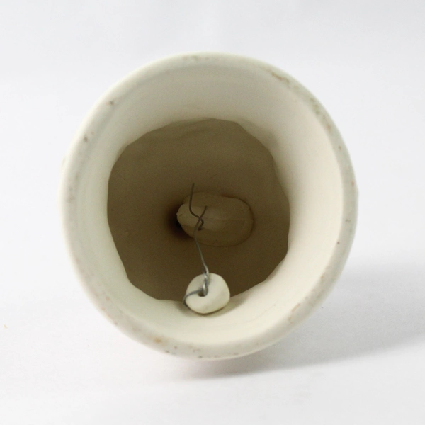  White Bisque Bell Embossed Roses & Diamond Pattern 5 Inch