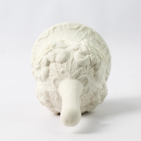  White Bisque Bell Embossed Roses & Diamond Pattern 5 Inch