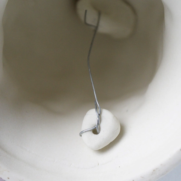  White Bisque Bell Embossed Roses & Diamond Pattern 5 Inch