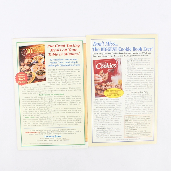 Lot of 2 Reiman Publications Recipe Booklets 1998 and 2001 Paperback