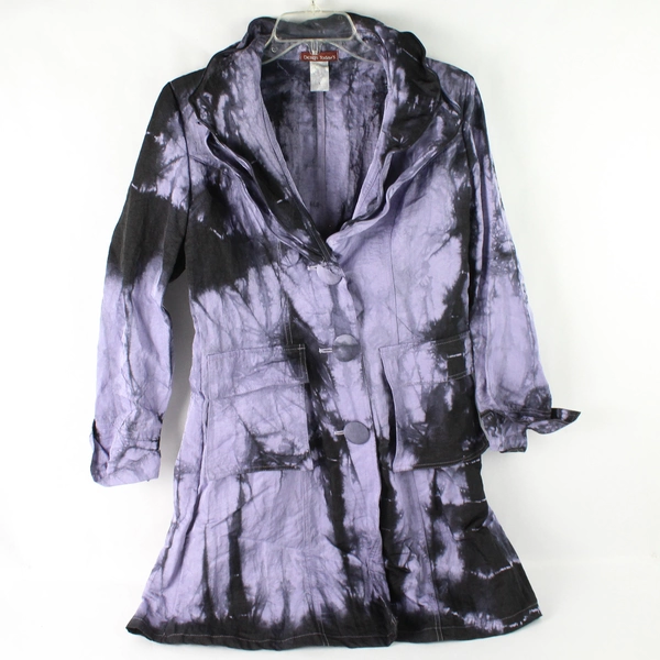 Design Today's Black and Purple Tie-Dye Overcoat Women's Size Small