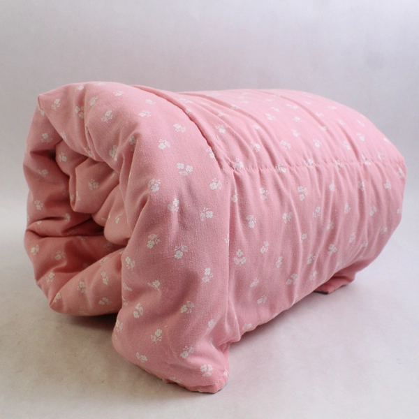 Handmade Blue and Pink Floral Patterned Throw Blanket Quilt 42" x 70"