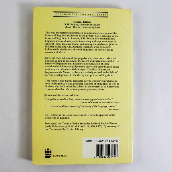 A Short History of Linguistics R.H. Robins 1990 3rd Edition Paperback