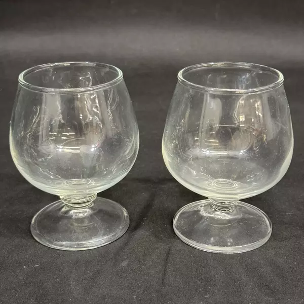 Set of 4 Short Stemmed Brandy Snifters 3.75 Inch Clear Glass